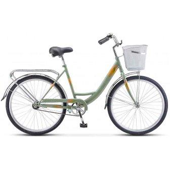 Велосипед STELS Navigator 245 C, 26", корзина, оливковый